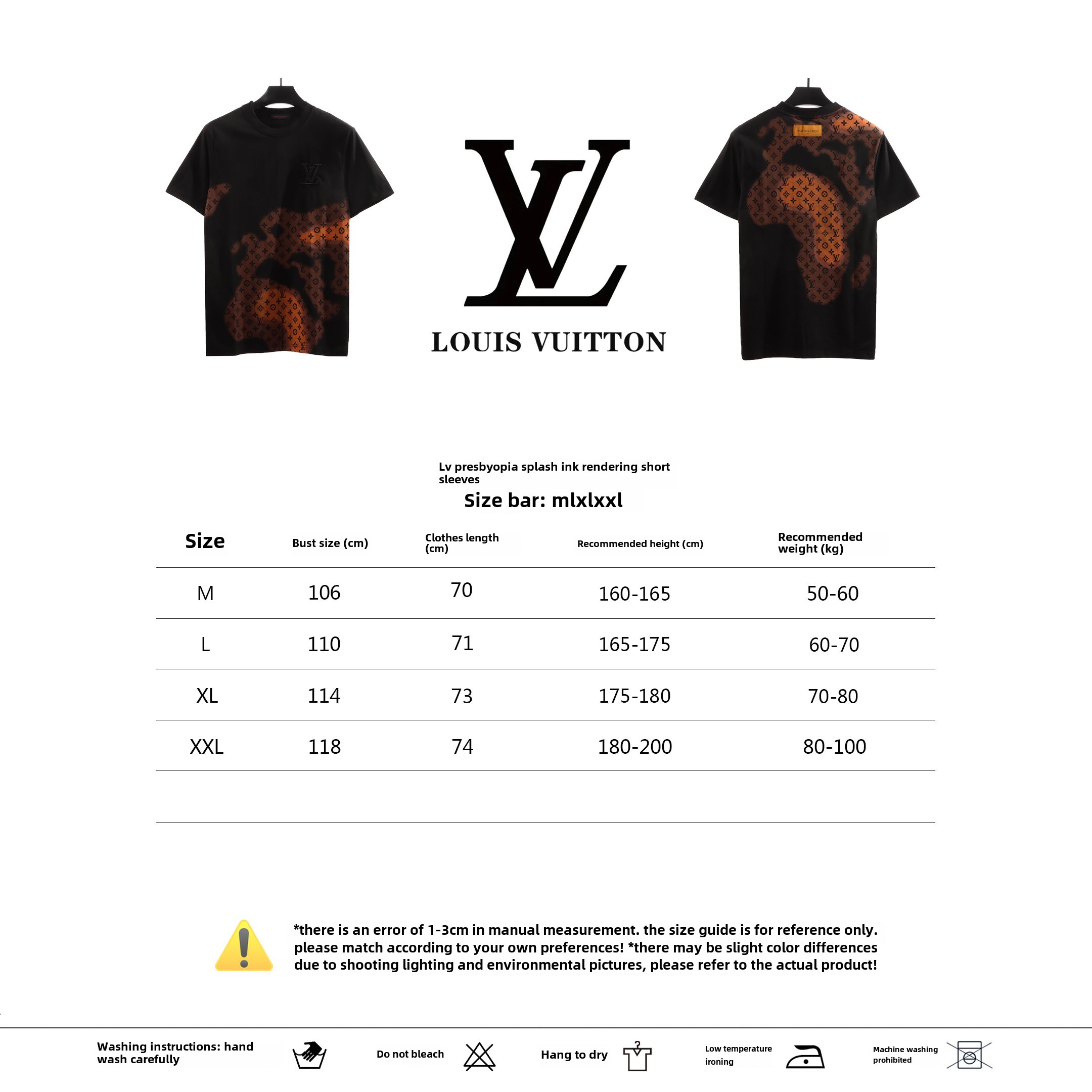 Louis Vuitton old flower ink rendering T-Shirts black