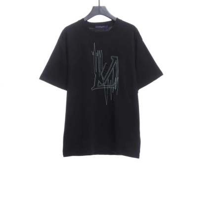 Louis Vuitton pattern embroidered round neck T-Shirts 01