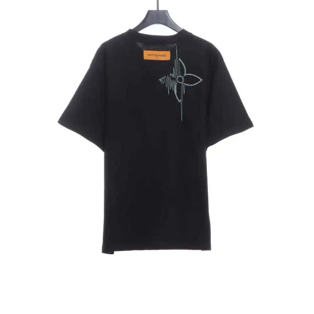 Louis Vuitton pattern embroidered round neck T-Shirts
