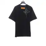 Louis Vuitton pattern embroidered round neck T-Shirts