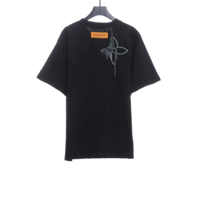 Louis Vuitton pattern embroidered round neck T-Shirts 02