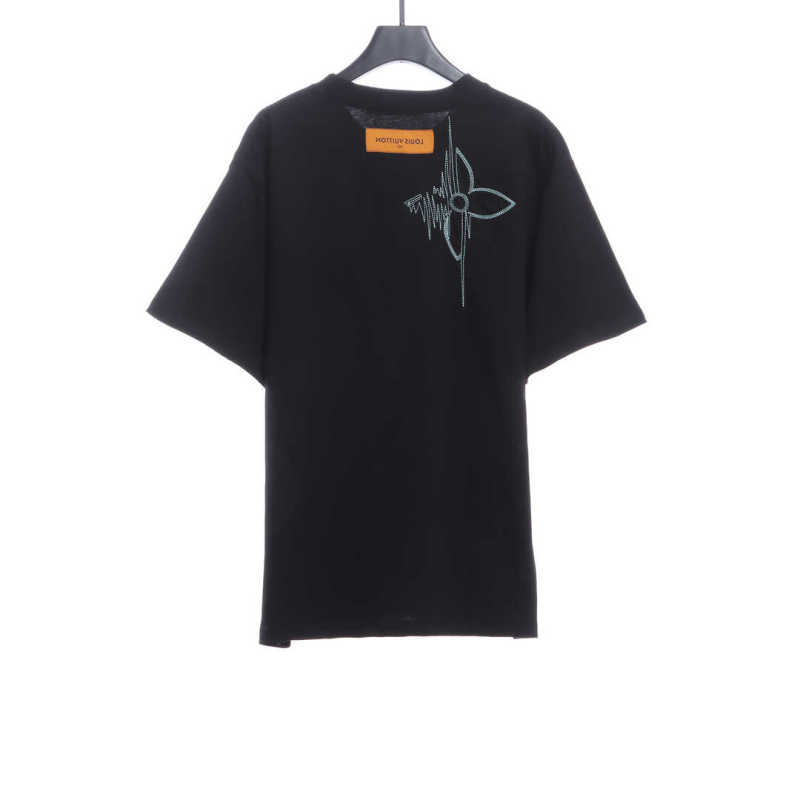  Louis Vuitton pattern embroidered round neck T-Shirts