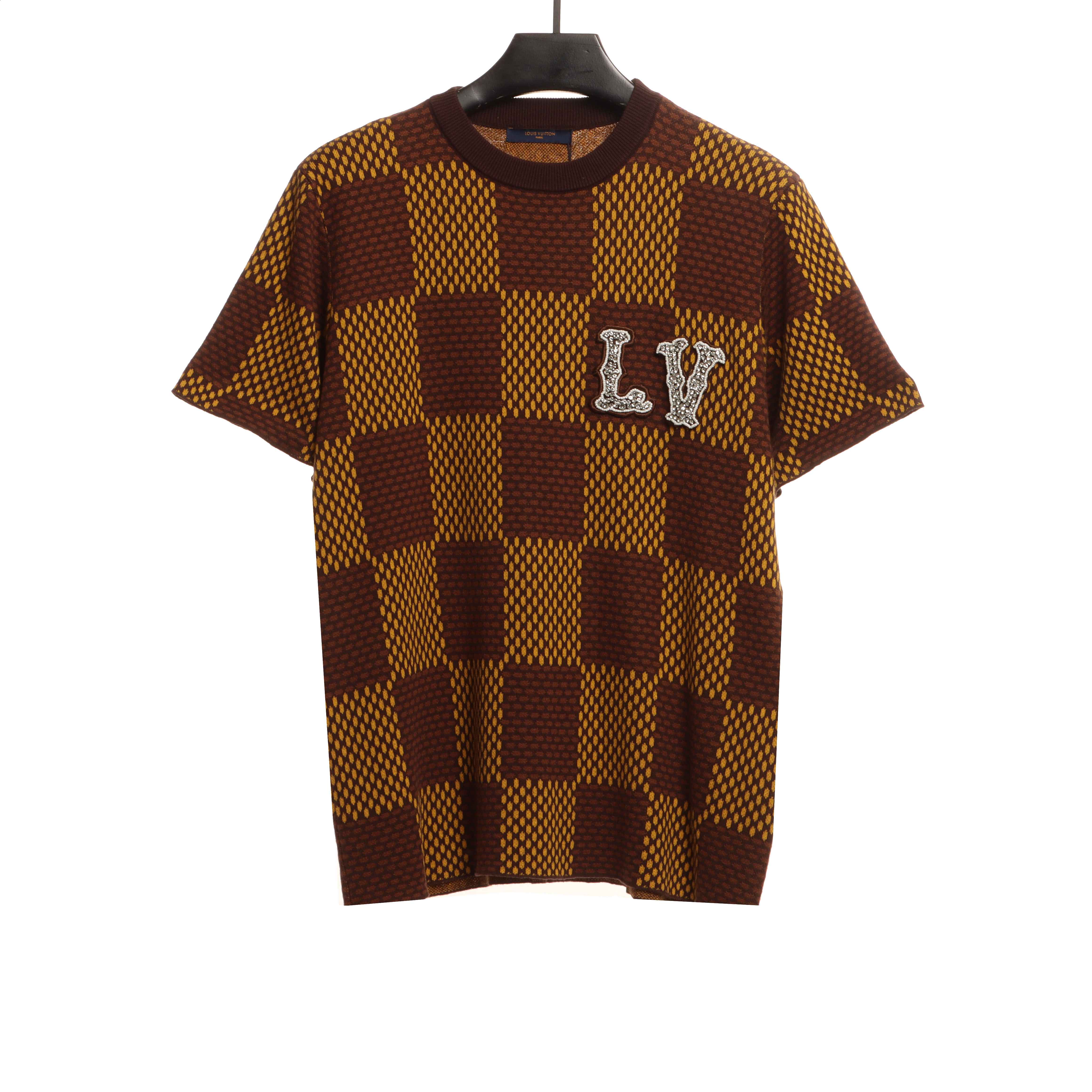 Louis Vuitton small logo diamond plaid T-Shirts