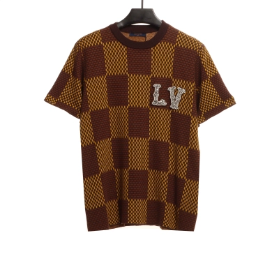 Louis Vuitton small logo diamond plaid T-Shirts 01