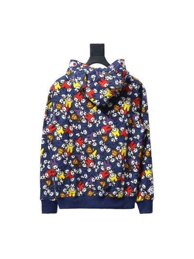BAPE full print Melody shark head tiger head zipper double hooded hoodie 02