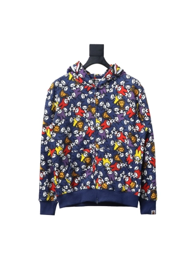 BAPE full print Melody shark head tiger head zipper double hooded hoodie 01