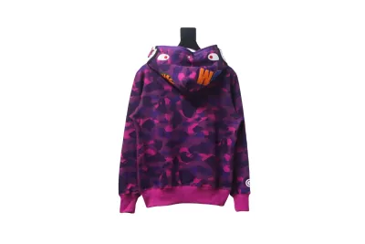 BAPE shark head tiger head zipper camouflage double hooded hoodie 02