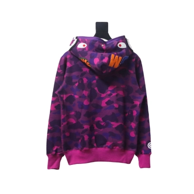 BAPE shark head tiger head zipper camouflage double hooded hoodie 02