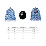 BAPE shark head tiger head zipper camouflage double hooded hoodie blue