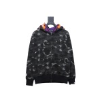 BAPE shark head tiger head zipper camouflage double hooded hoodie dark gray