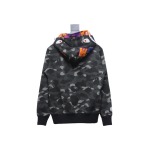 BAPE shark head tiger head zipper camouflage double hooded hoodie dark gray