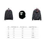 BAPE shark head tiger head zipper camouflage double hooded hoodie dark gray