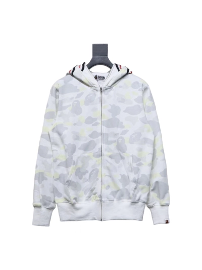 BAPE shark head tiger head zipper luminous camouflage double hooded hoodie 1901 01