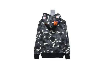 BAPE shark head tiger head zipper luminous camouflage double hooded hoodie 1902 02