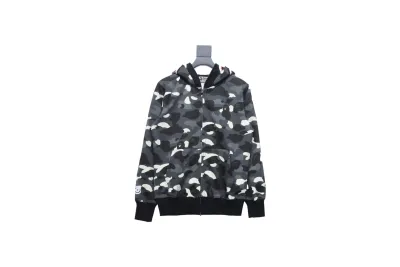 BAPE shark head tiger head zipper luminous camouflage double hooded hoodie 1902 01