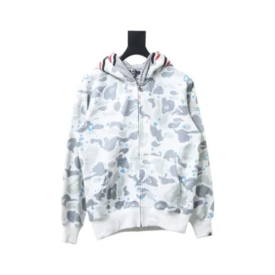 BAPE shark head tiger head zipper starry camouflage double hooded hoodie 1901 01