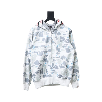BAPE shark head tiger head zipper starry camouflage double hooded hoodie 1901 01
