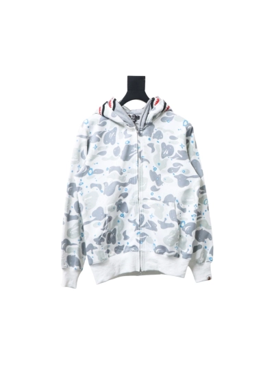 BAPE shark head tiger head zipper starry camouflage double hooded hoodie 1901 01