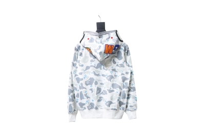 BAPE shark head tiger head zipper starry camouflage double hooded hoodie 1901 02