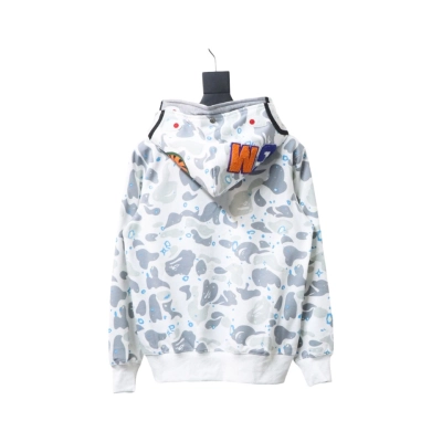 BAPE shark head tiger head zipper starry camouflage double hooded hoodie 1901 02
