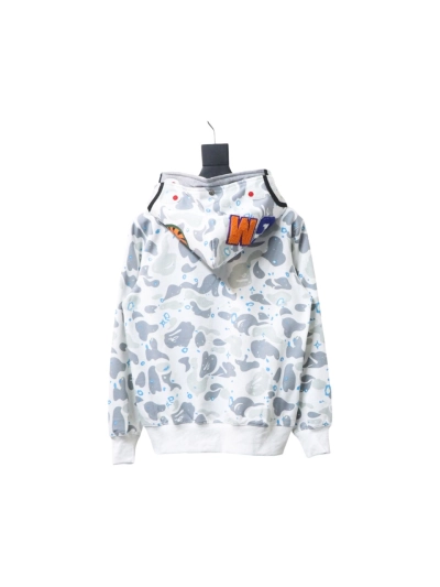 BAPE shark head tiger head zipper starry camouflage double hooded hoodie 1901 02