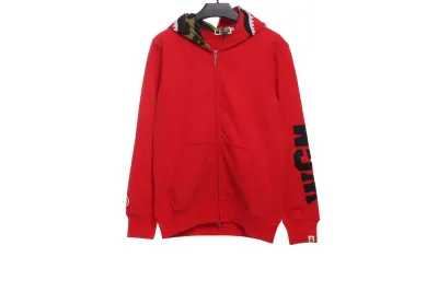 BAPE solid color splicing camouflage shark hoodie 1901 01