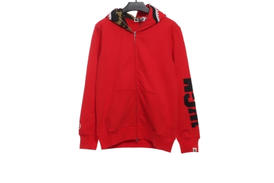 BAPE solid color splicing camouflage shark hoodie 1901 01