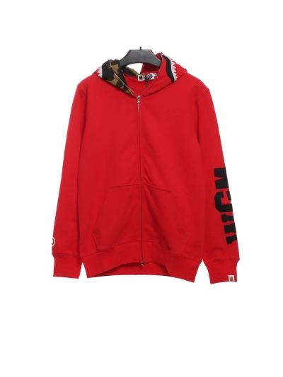BAPE solid color splicing camouflage shark hoodie 1901 01