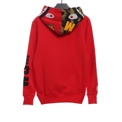 BAPE solid color splicing camouflage shark hoodie 1901 02