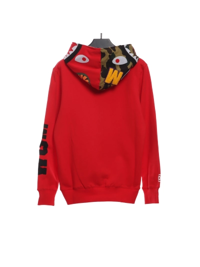 BAPE solid color splicing camouflage shark hoodie 1901 02