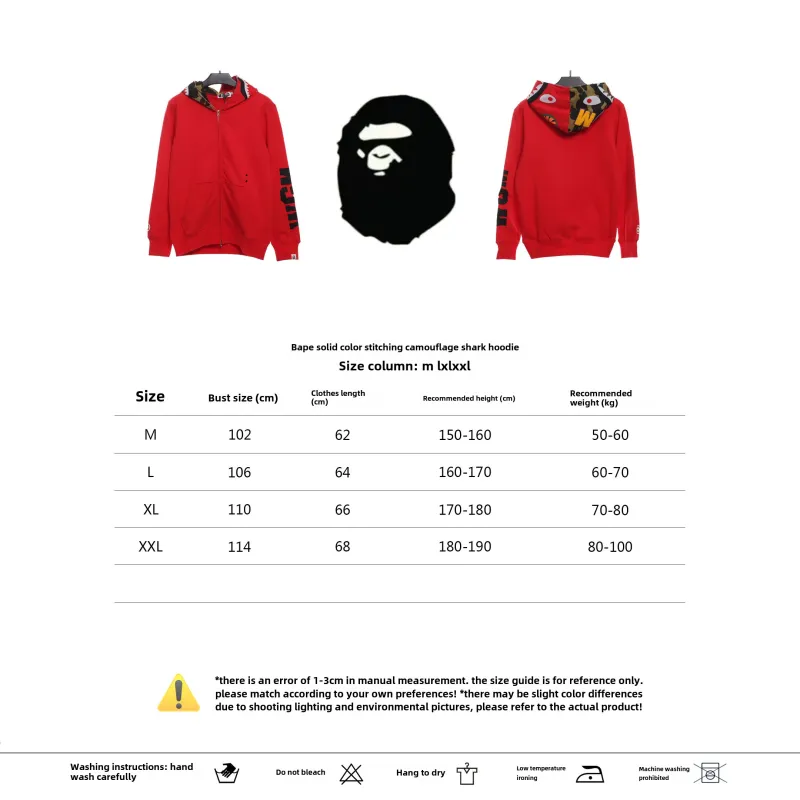 BAPE solid color splicing camouflage shark hoodie 1901