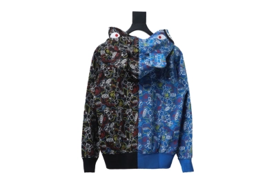 BAPE x MEDICOM TOY joint violent bear shark double camouflage hooded hoodie 02