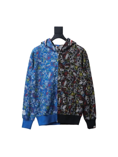 BAPE x MEDICOM TOY joint violent bear shark double camouflage hooded hoodie 01