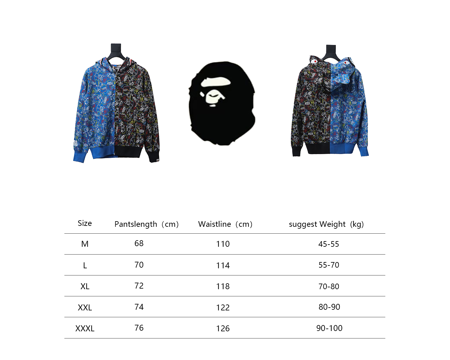 BAPE x MEDICOM TOY joint violent bear shark double camouflage hooded hoodie