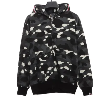  BAPE classic black and white camouflage splicing luminous hoodie 1901 01