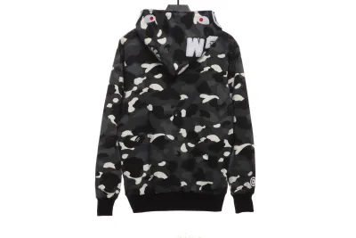 BAPE classic black and white camouflage splicing luminous hoodie 1901 02
