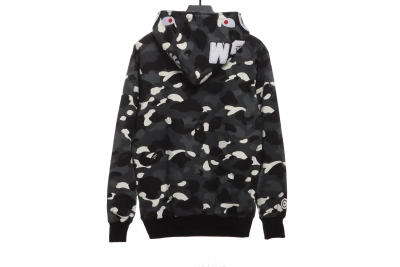 BAPE classic black and white camouflage splicing luminous hoodie 1901 02