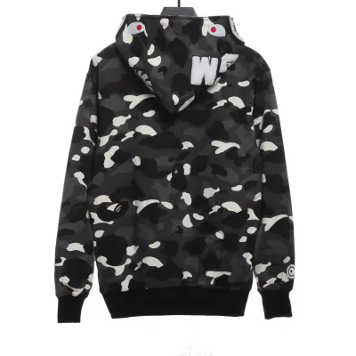  BAPE classic black and white camouflage splicing luminous hoodie 1901 02