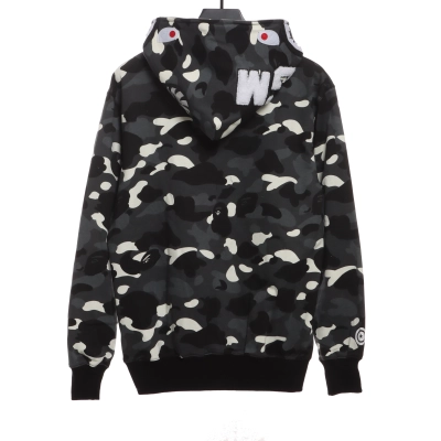 BAPE classic black and white camouflage splicing luminous hoodie 1901 02