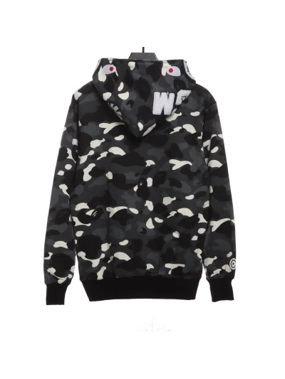 BAPE classic black and white camouflage splicing luminous hoodie 1901 02