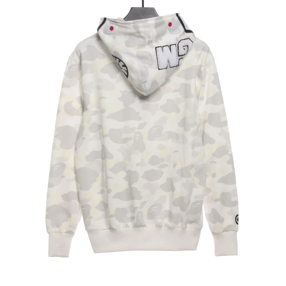  BAPE classic black and white camouflage splicing luminous hoodie 1902