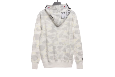 BAPE classic black and white camouflage splicing luminous hoodie 1902 02