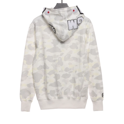 BAPE classic black and white camouflage splicing luminous hoodie 1902 02