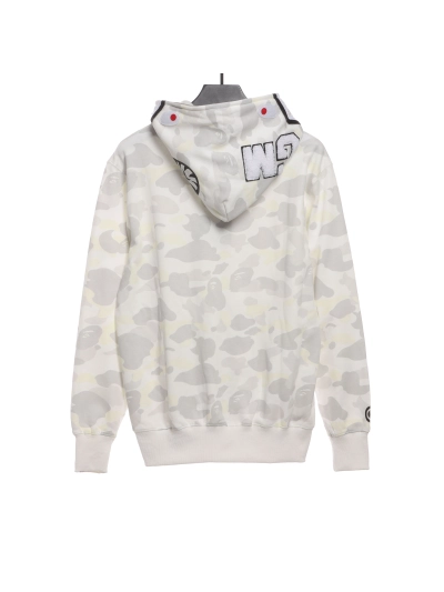 BAPE classic black and white camouflage splicing luminous hoodie 1902 02