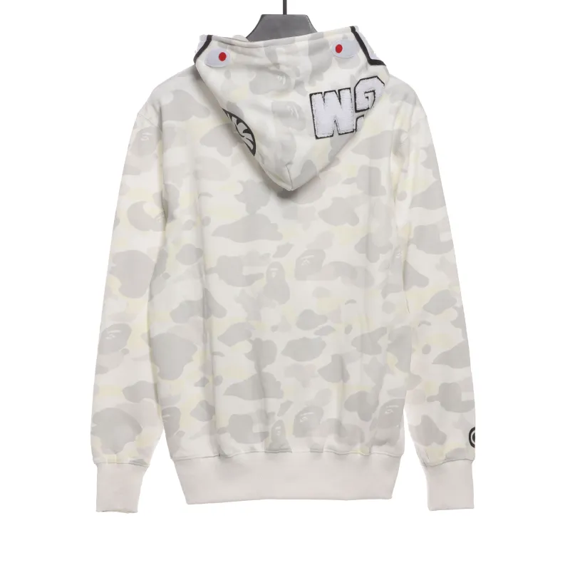  BAPE classic black and white camouflage splicing luminous hoodie 1902