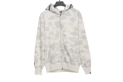 BAPE classic black and white camouflage splicing luminous hoodie 1902 01
