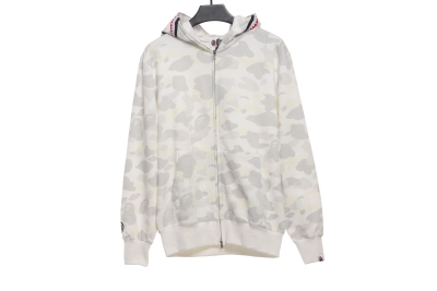 BAPE classic black and white camouflage splicing luminous hoodie 1902 01