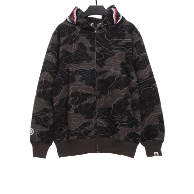 BAPE overlapping camouflage shark zipper hoodie 1901 01