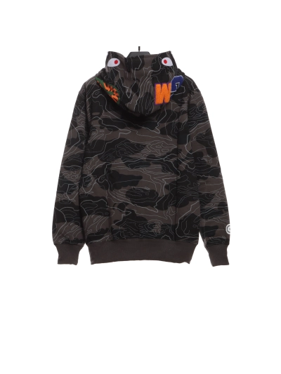 BAPE overlapping camouflage shark zipper hoodie 1901 02