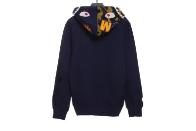 BAPE solid color patchwork camouflage shark hoodie 1902 02